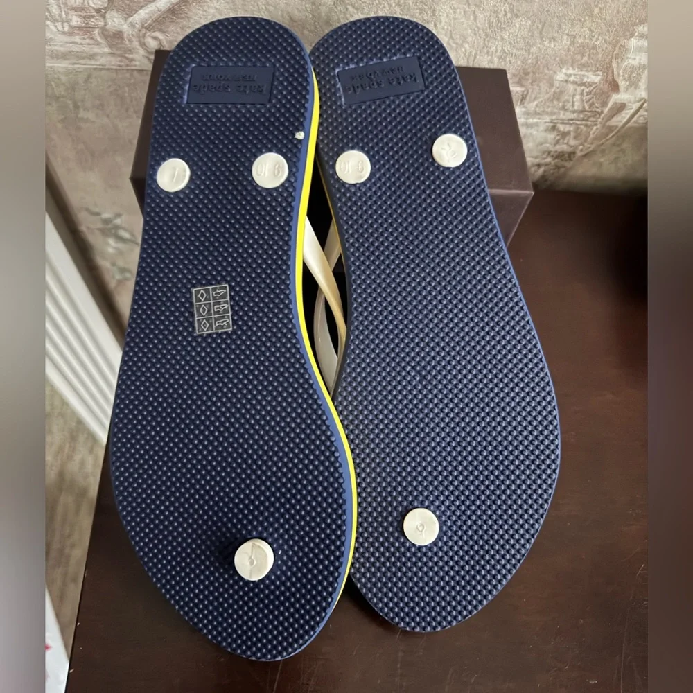 KATE SPADE FLORAL FLIP FLOPS BLUE YELLOW WHITE SIZE 39.5